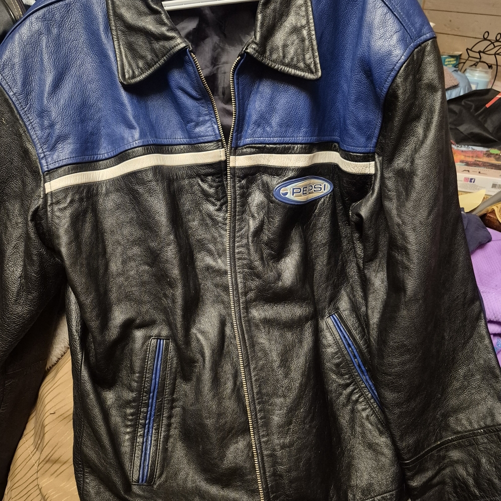 Pepsi Black and Blue Leather Jacket